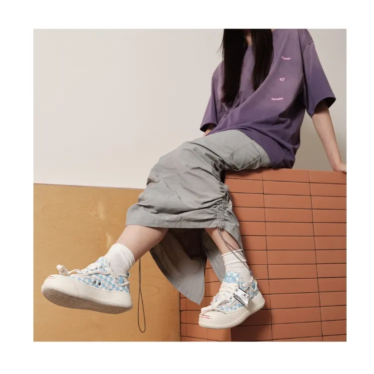 QIANJIN Low Top Casual Shoes Women's Light Blue-7