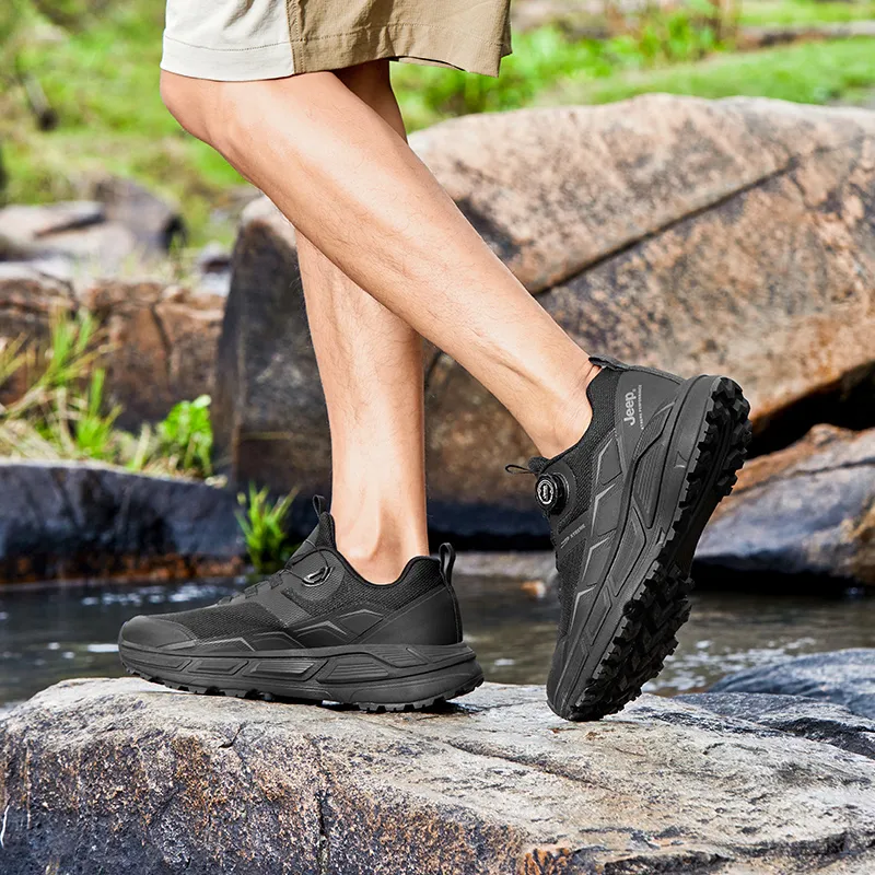 Jeep Slip Resistant, Height Increasing, Lightweight, And Breathable Low Top Running Shoes Men's Black-7