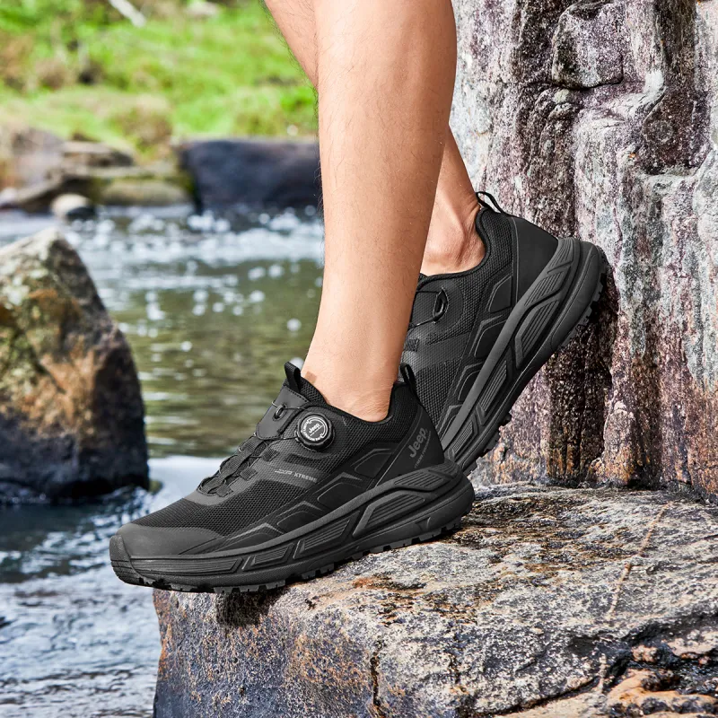 Jeep Slip Resistant, Height Increasing, Lightweight, And Breathable Low Top Running Shoes Men's Black-4