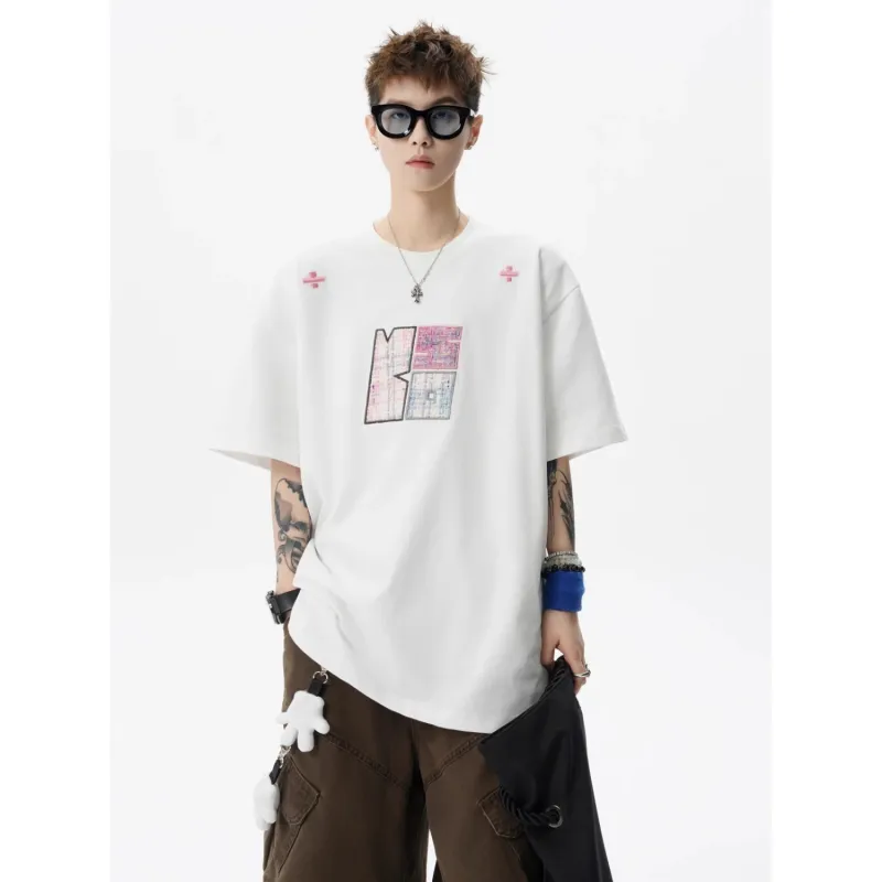 Wooden Rabbit Casual Versatile Fashion Versatile Design Breathable Loose Fit Elbow Length Sleeved Men's-1