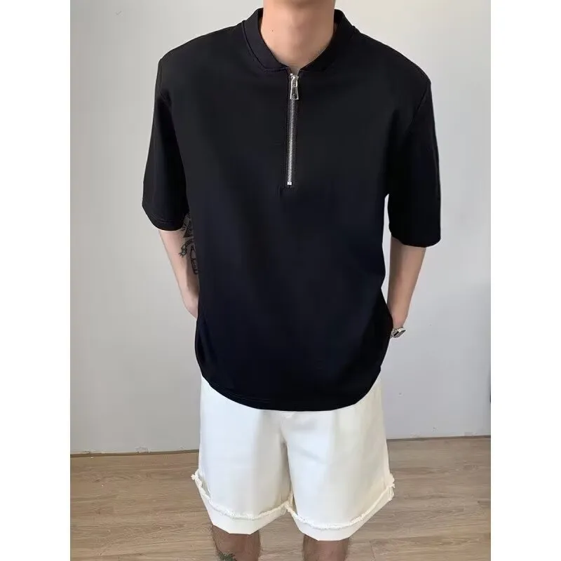 Wooden Rabbit Casual Versatile Fashion Deconstruction Design Premium Simple Trendy Print Elbow Length Sleeved Men's-3