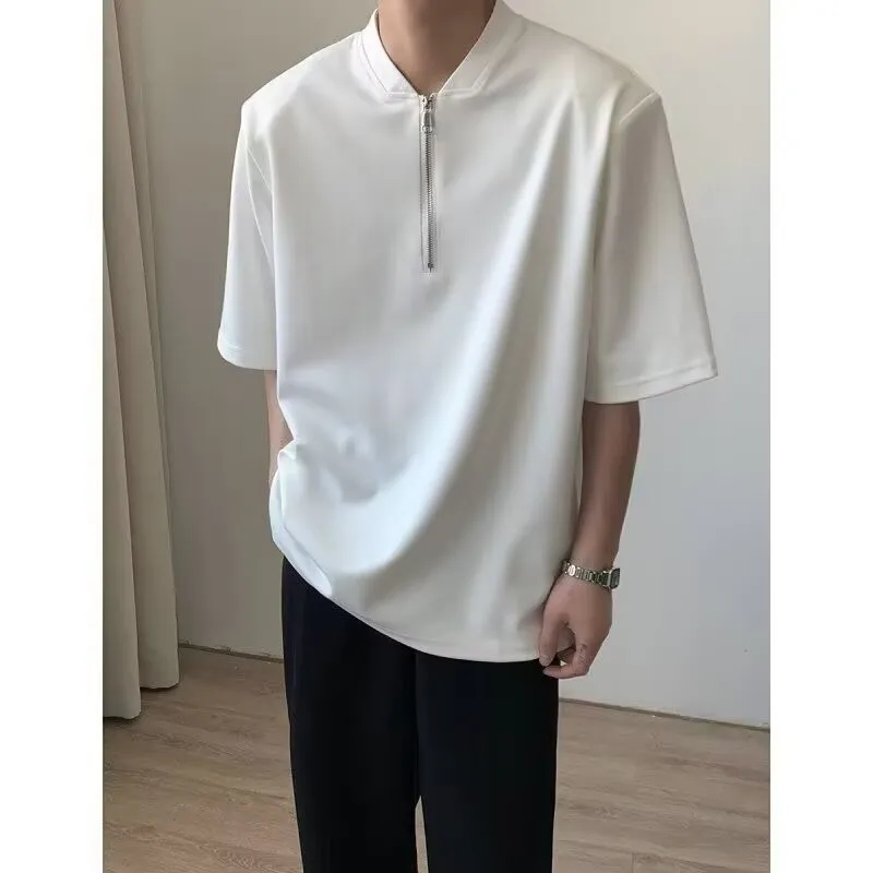 Wooden Rabbit Casual Versatile Fashion Deconstruction Design Premium Simple Trendy Print Elbow Length Sleeved Men's-6