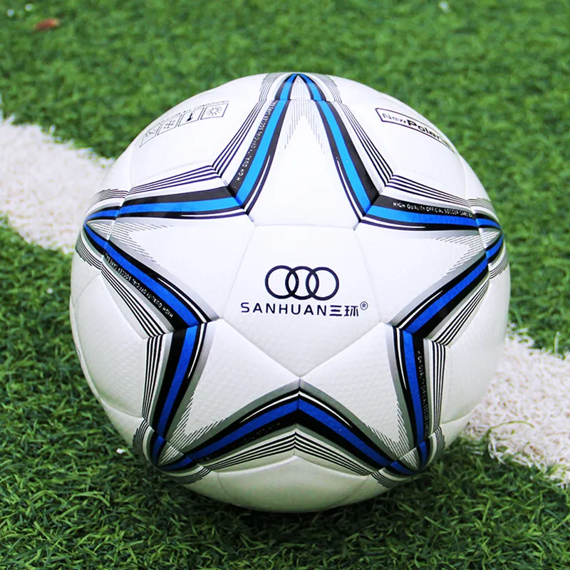THREEHUAN Size 5 Soccer Super Fiber Seamless Thermal bonding Unisex White Blue-1