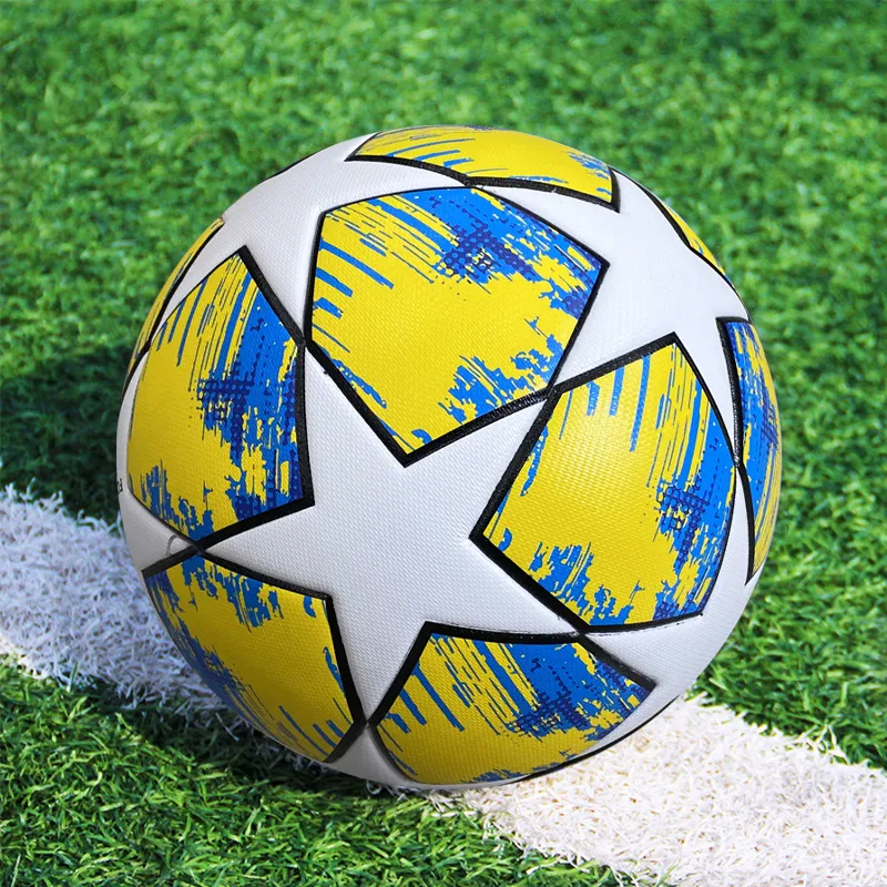 THREEHUAN Size 5 Soccer Super Fiber Seamless Thermal bonding Unisex White Yellow Blue-1