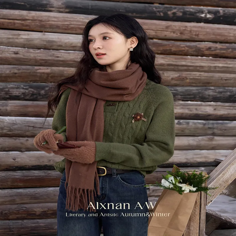 Alxnan Sweater Women's Olive Green-2