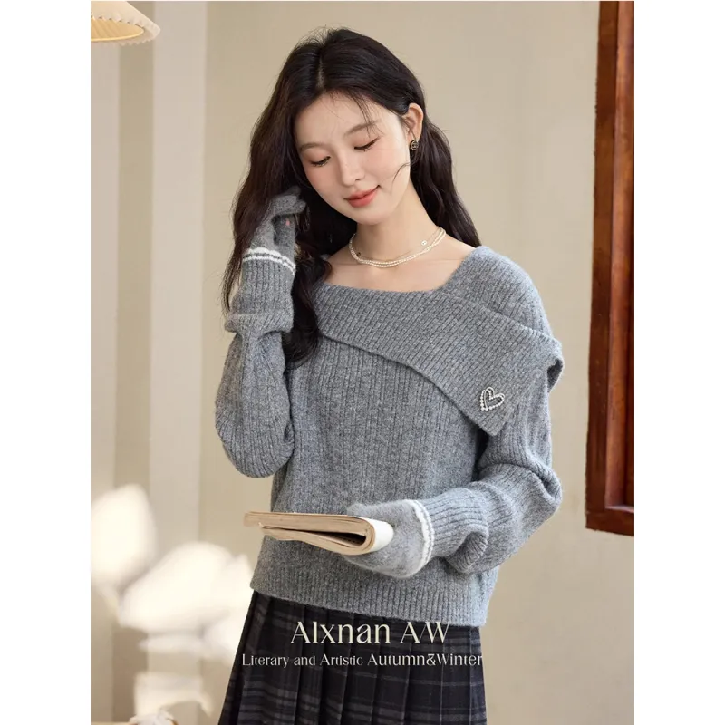 Alxnan Sweaters Women's Gray-2