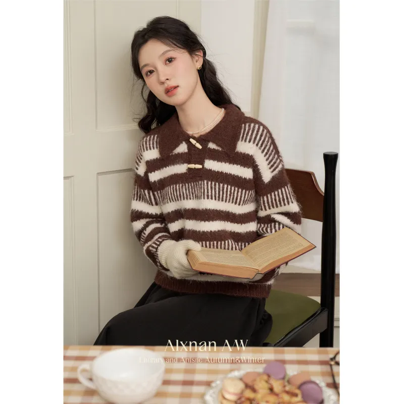 Alxnan Sweaters Women's Brown-4