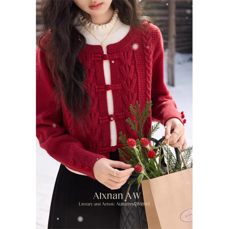 Alxnan Knitwear Women's Zelkova Red-0