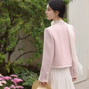 Alxnan Cropped Coat Women's Light Pink