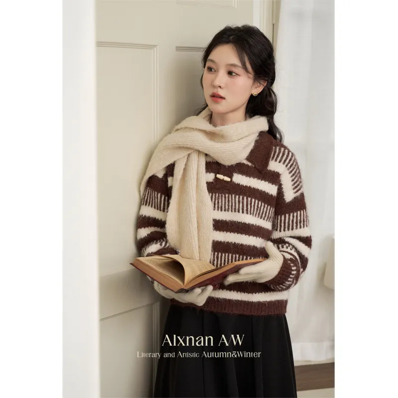 Alxnan Sweaters Women's Brown-3