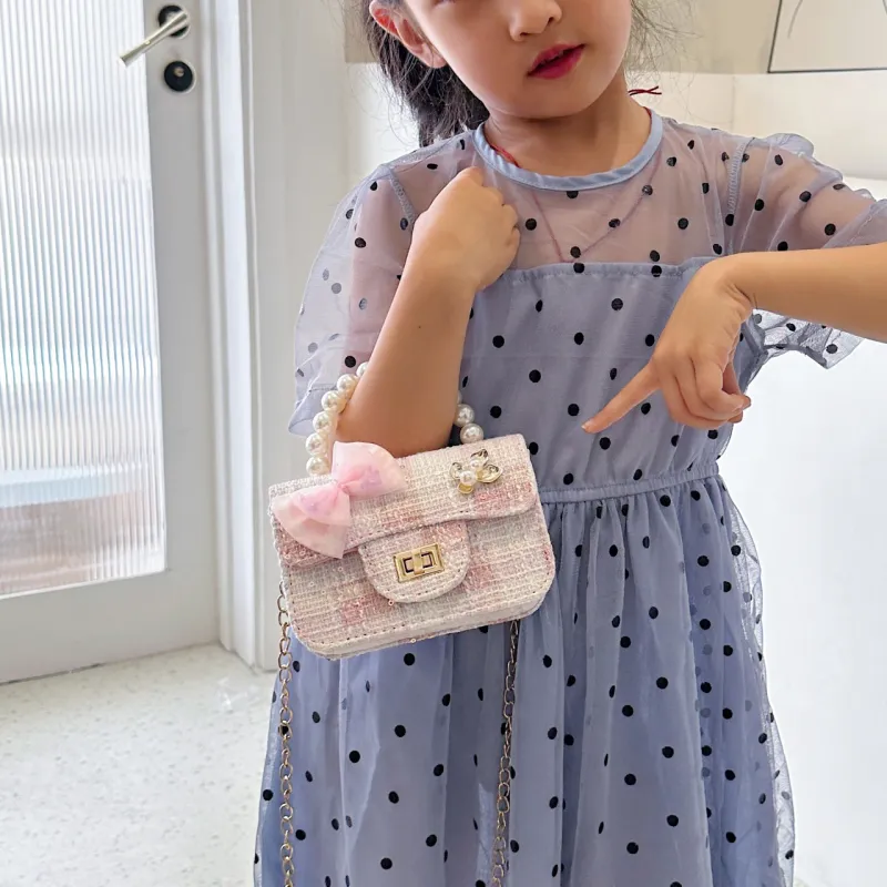 ROSEDAWN Woolen Crossbody One Shoulder Handbag Regular Kids' Pink-4