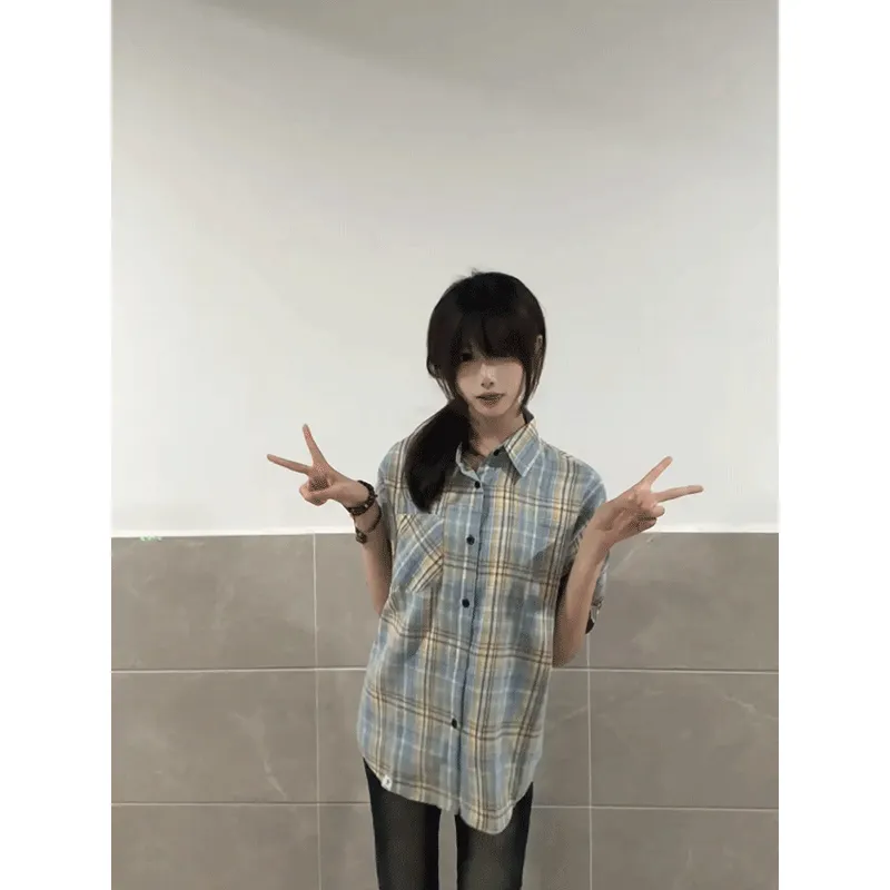 DARK HORSE Shirts Unisex Yellow Blue Plaid-3