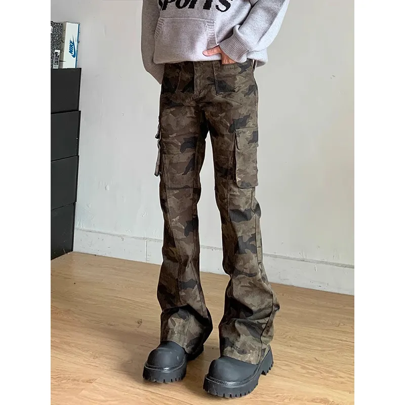 DARK HORSE Casual Pants Unisex Camouflage Brown-2