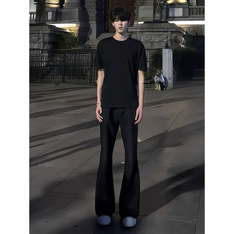 DARK HORSE American Luxury Streetwear Ice Silk Bootcut Suit Pants Unisex-3