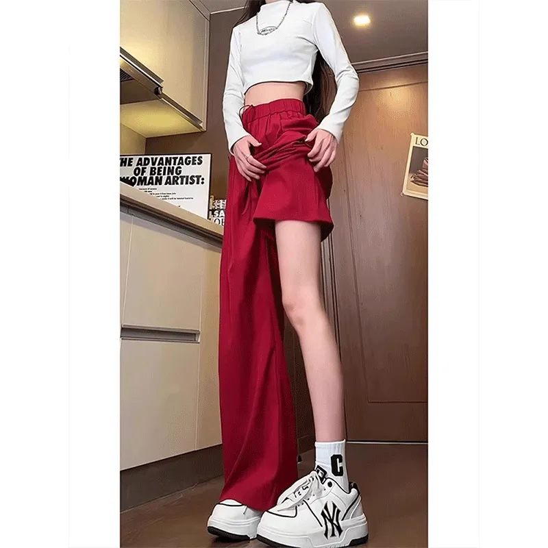 DARK HORSE Casual Pants Unisex Burgundy-5