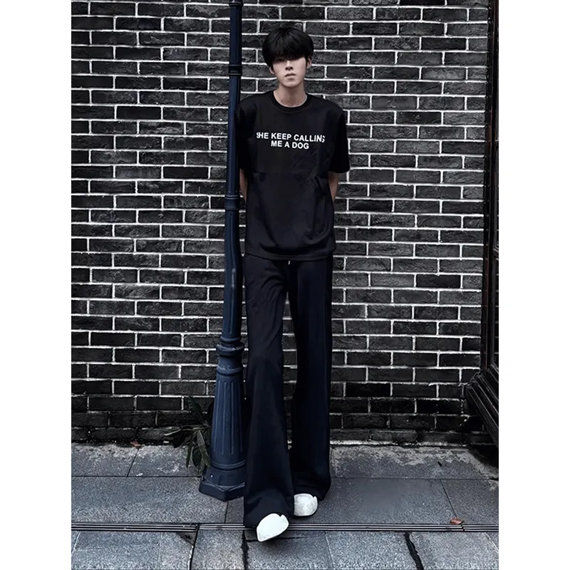 DARK HORSE American Luxury Streetwear Ice Silk Bootcut Suit Pants Unisex-4