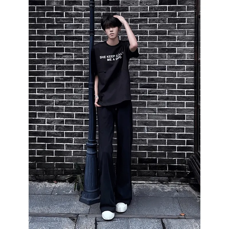 DARK HORSE American Luxury Streetwear Ice Silk Bootcut Suit Pants Unisex-5