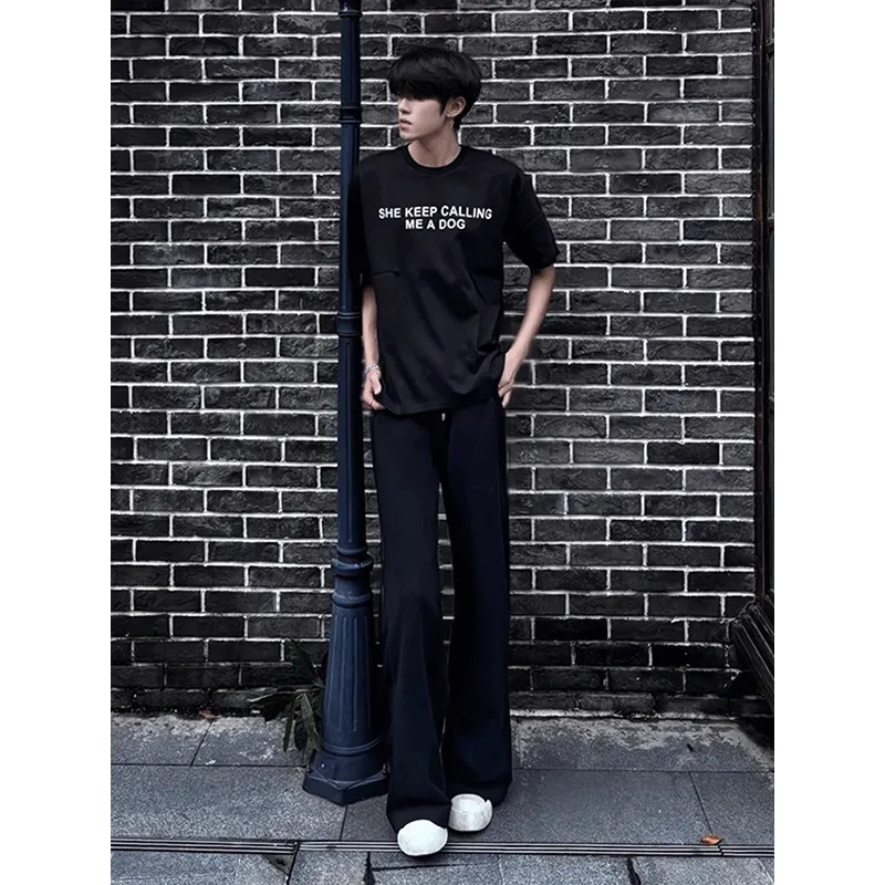 DARK HORSE American Luxury Streetwear Ice Silk Bootcut Suit Pants Unisex-2