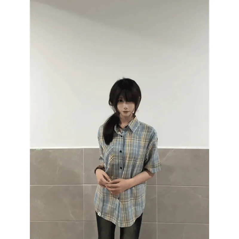 DARK HORSE Shirts Unisex Yellow Blue Plaid-4