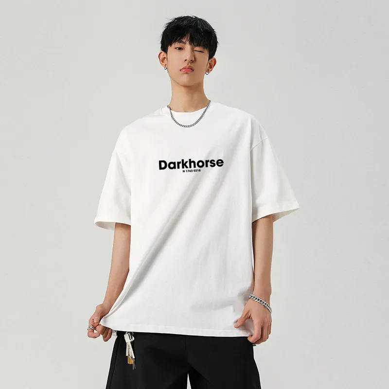 DARK HORSE Korean Fashion Print Heavyweight Short Sleeved T Shirts Unisex-2