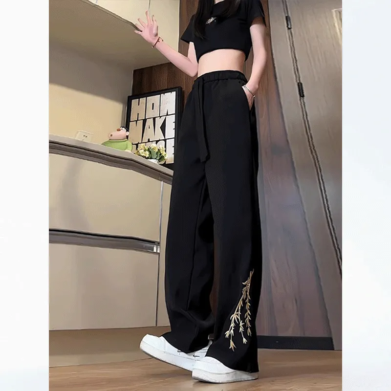 DARK HORSE Casual Pants Unisex Chinese Style Black-3
