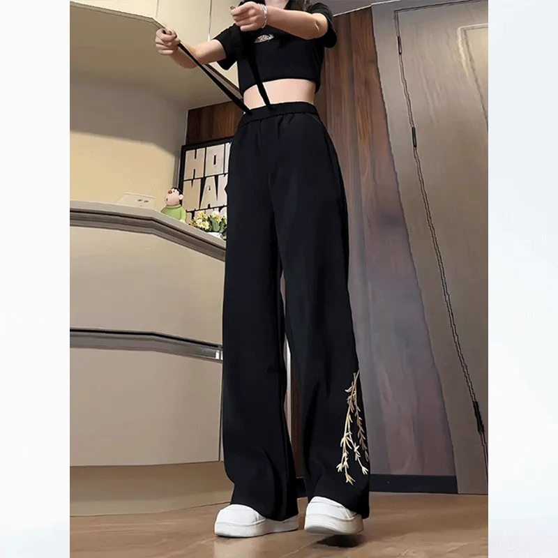 DARK HORSE Casual Pants Unisex Chinese Style Black-2