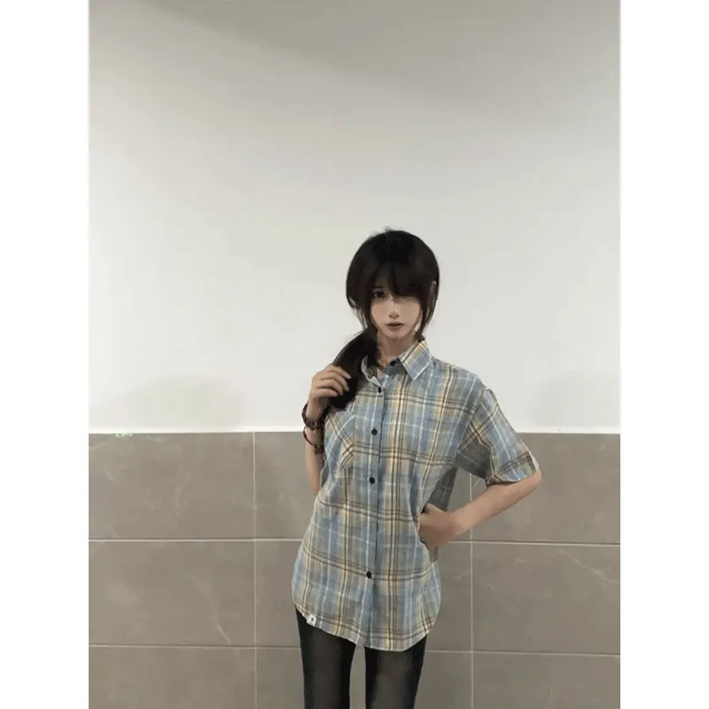 DARK HORSE Shirts Unisex Yellow Blue Plaid-5