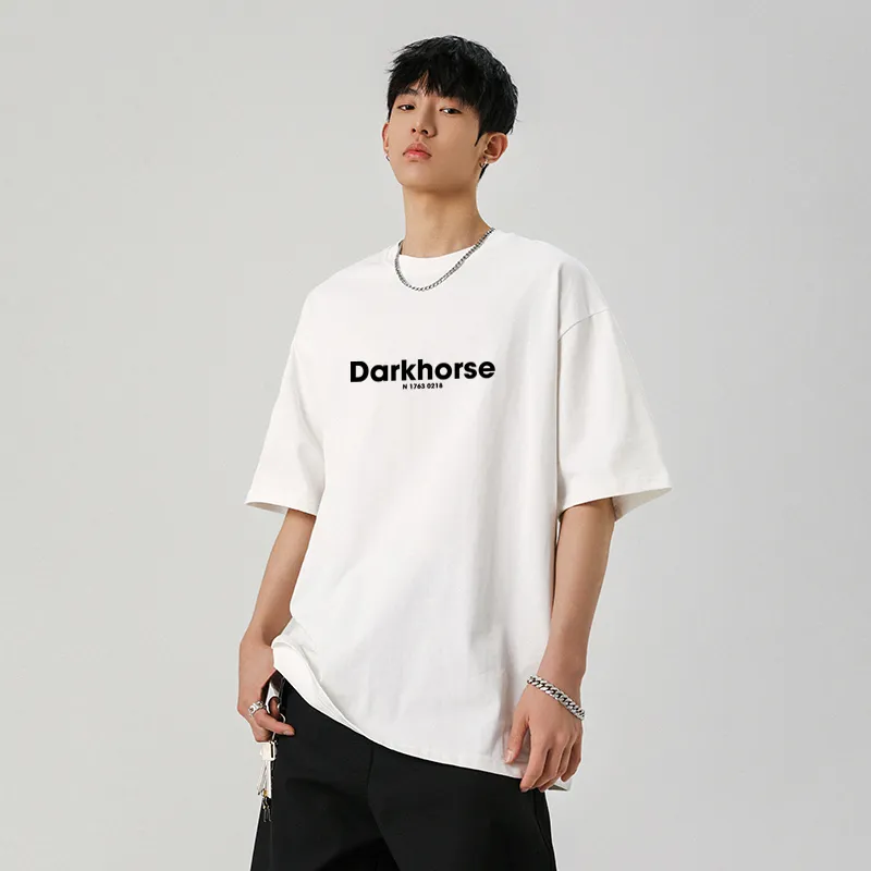 DARK HORSE Korean Fashion Print Heavyweight Short Sleeved T Shirts Unisex-4