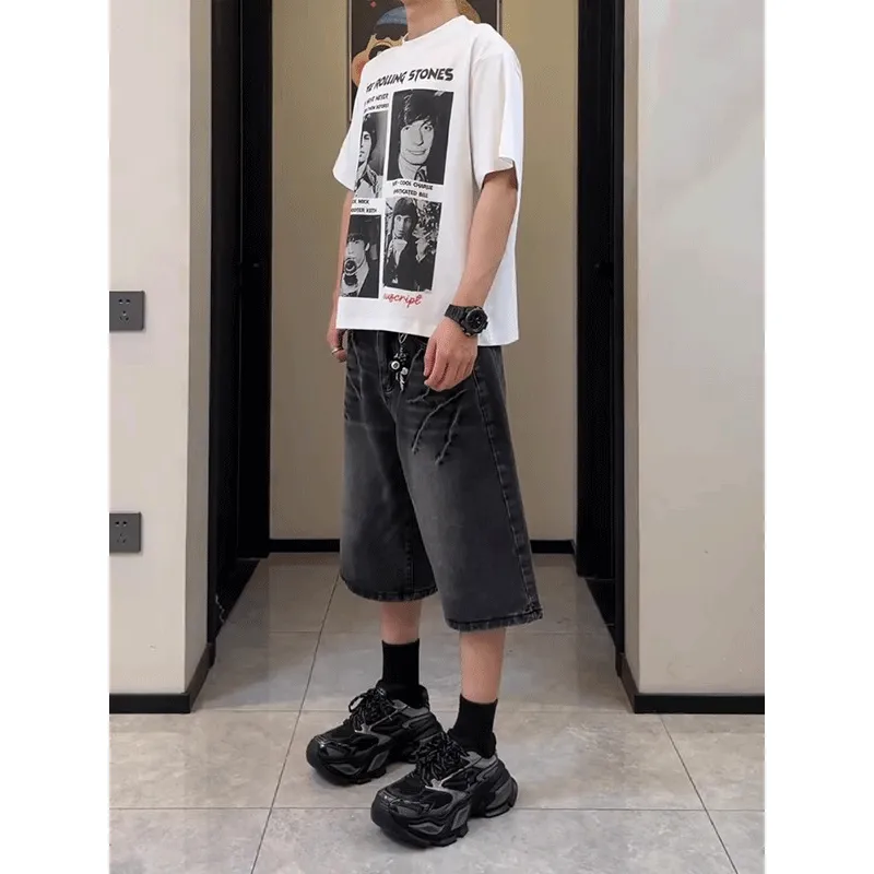 DARK HORSE Denim Shorts Unisex Vintage Black-3