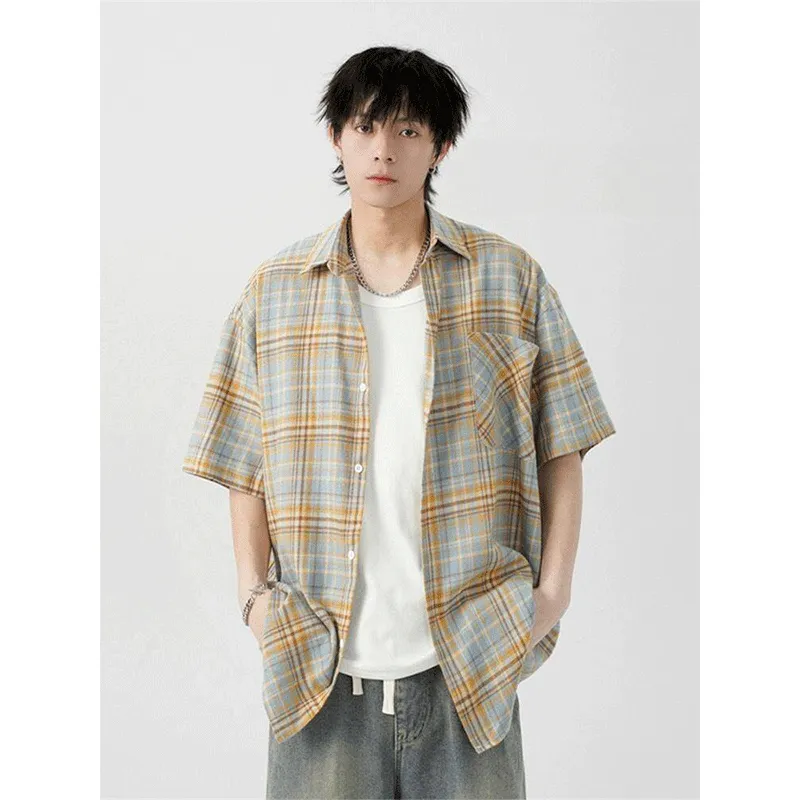 DARK HORSE Shirts Unisex Yellow Blue Plaid-4