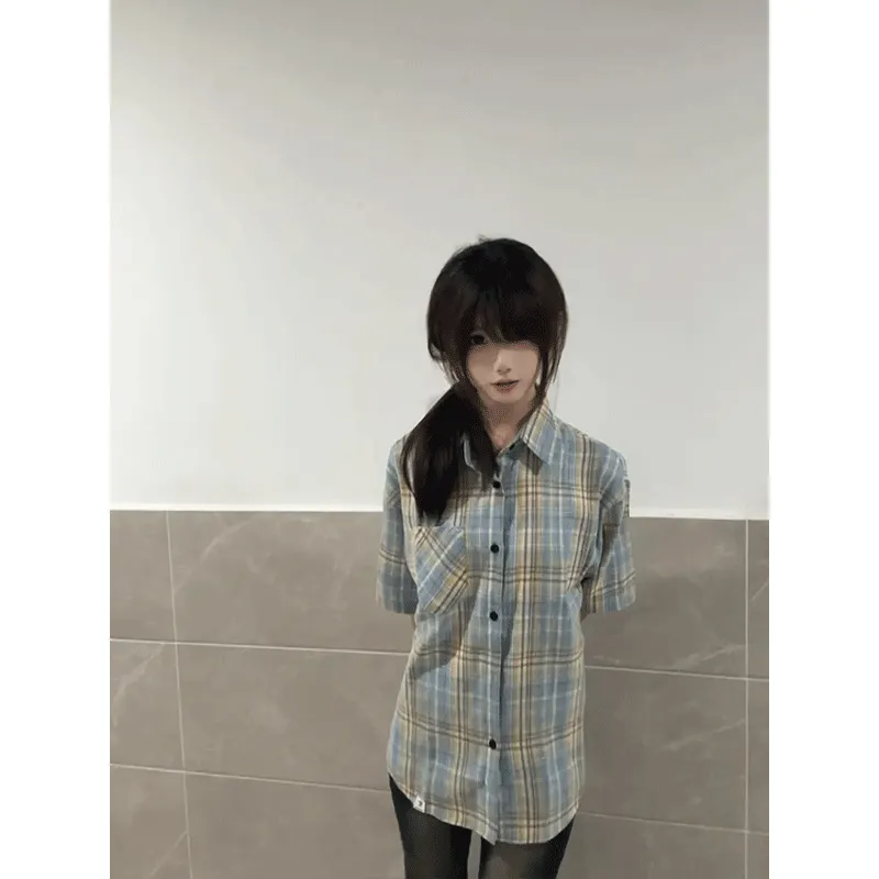 DARK HORSE Shirts Unisex Yellow Blue Plaid-2