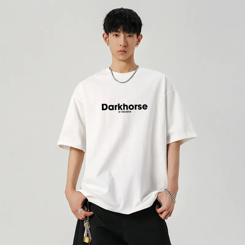 DARK HORSE Korean Fashion Print Heavyweight Short Sleeved T Shirts Unisex-3