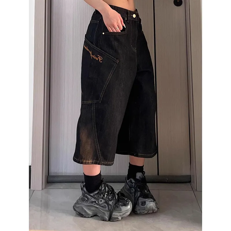 DARK HORSE Denim Shorts Unisex Ink Black-3