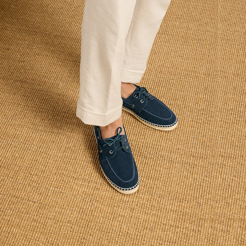 THOM WILLS Trendy Versatile Slip on Suede Espadrilles Casual Shoes Men's Dark Blue-6