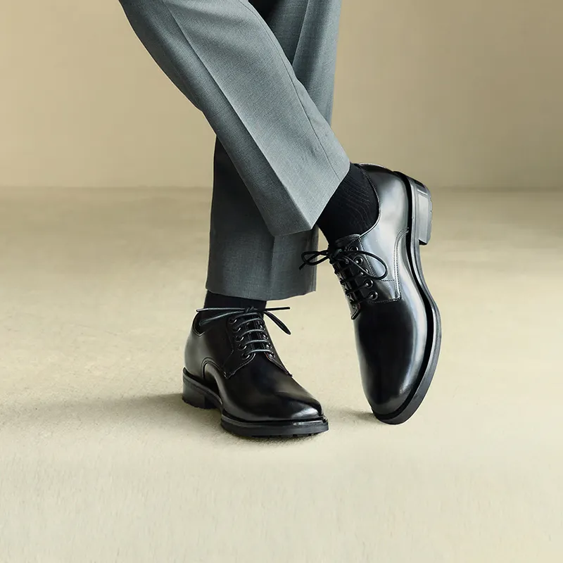 THOM WILLS Business Commute Calfskin Derby Shoes Dress Shoes Men's Black-7