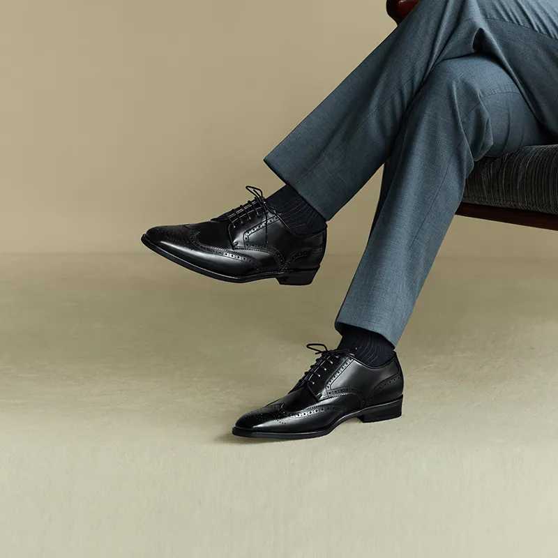 THOM WILLS British Business Calfskin Derby Shoes Dress Shoes Men's Black-5