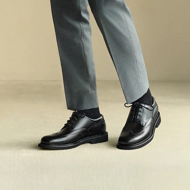 THOM WILLS British Business Calfskin Derby Shoes Dress Shoes Men's Black-7