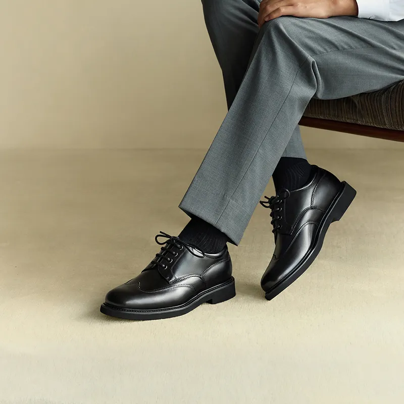 THOM WILLS British Business Calfskin Derby Shoes Dress Shoes Men's Black-6