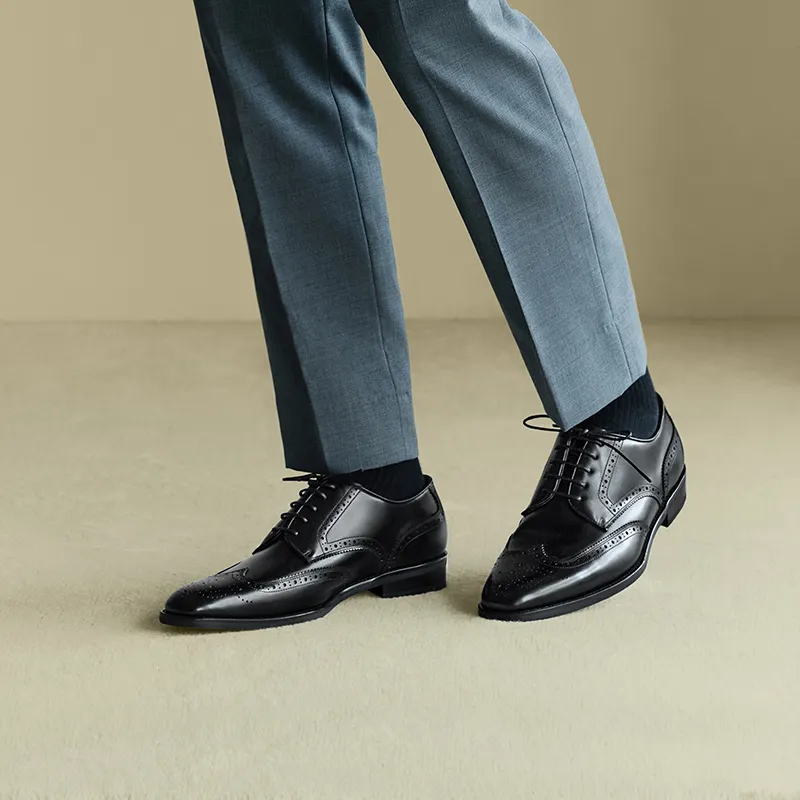 THOM WILLS British Business Calfskin Derby Shoes Dress Shoes Men's Black-7