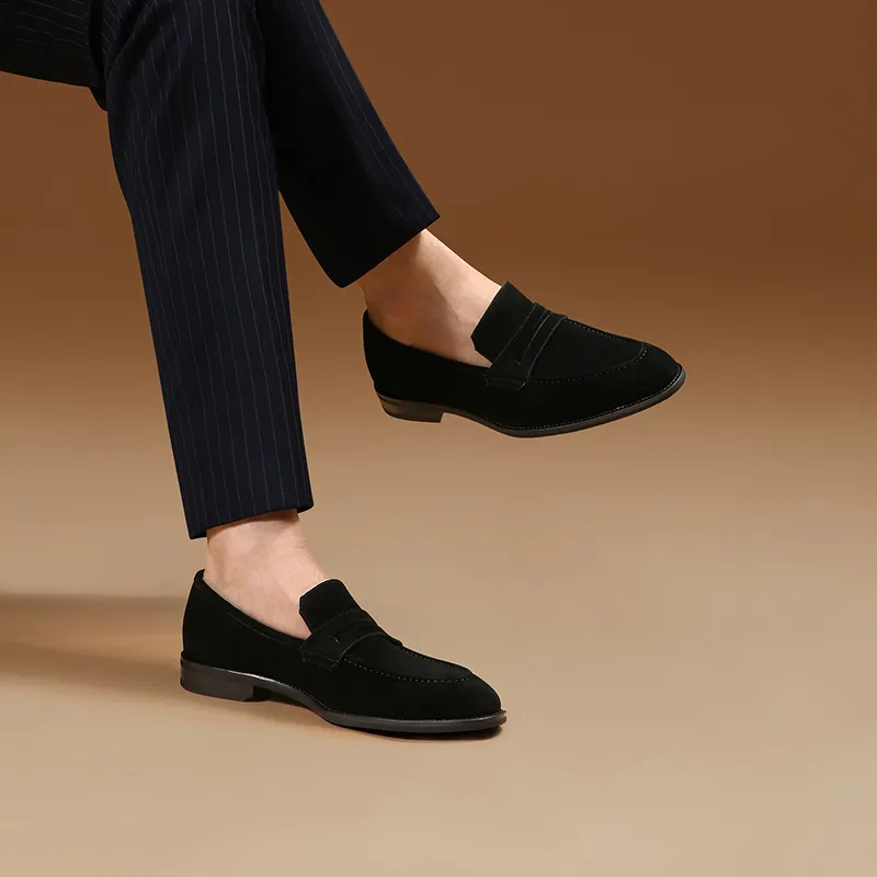 THOM WILLS Slip on Velvet Loafers Casual Shoes Men's Black-5