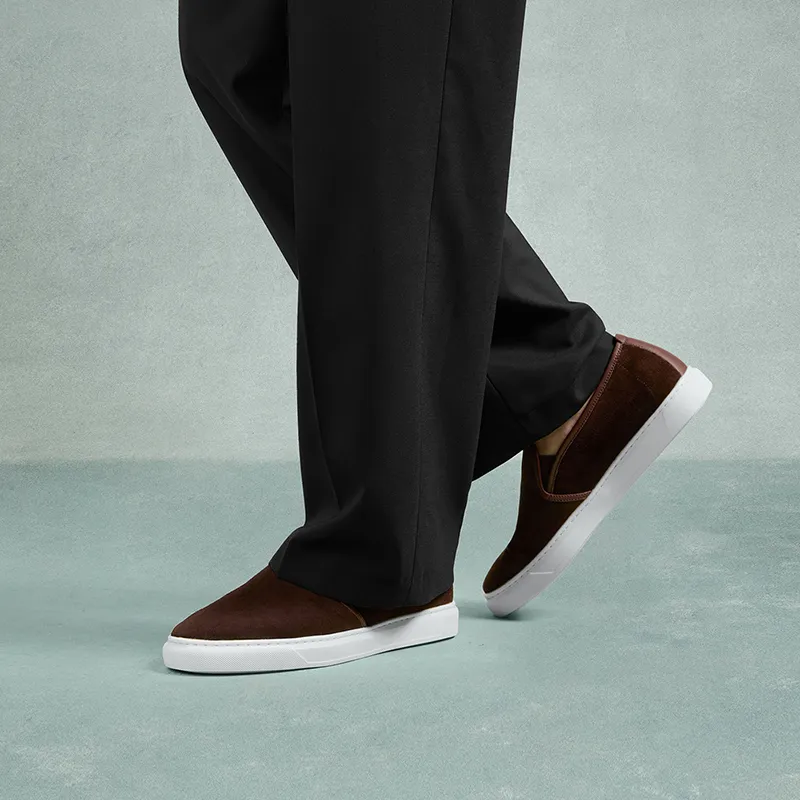 THOM WILLS Minimalist Style Versatile Slip on White Sneakers Casual Skateboard Shoes Men's-18