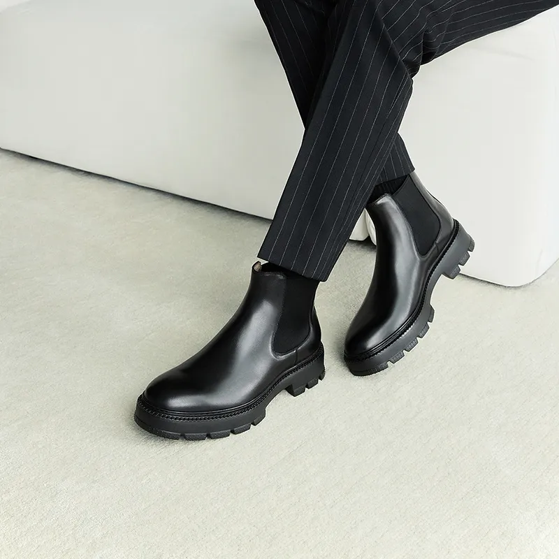 THOM WILLS Short Chelsea Boots Men's Black-5