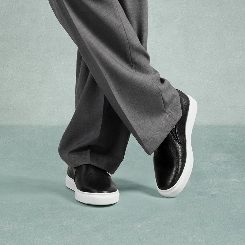 THOM WILLS Minimalist Style Versatile Slip on White Sneakers Casual Skateboard Shoes Men's-12