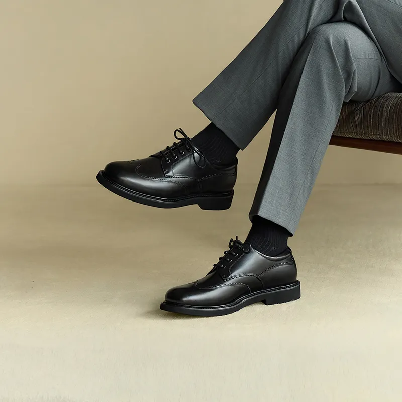 THOM WILLS British Business Calfskin Derby Shoes Dress Shoes Men's Black-5