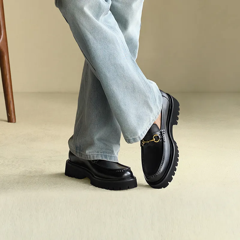 THOM WILLS British Style Casual Versatile Slip on Shoes Loafers 4.8cm Men's Black-5