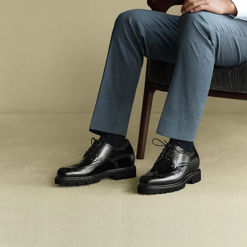 THOM WILLS British Business Shiny Derby Shoes Casual Shoes Men's Black-5