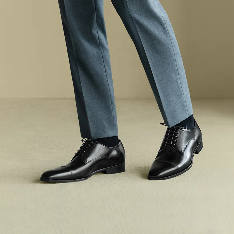 THOM WILLS British Style Calfskin Derby Shoes Dress Shoes Men's Black-6