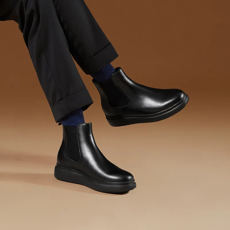 THOM WILLS Short Chelsea Boots Men's Black-5
