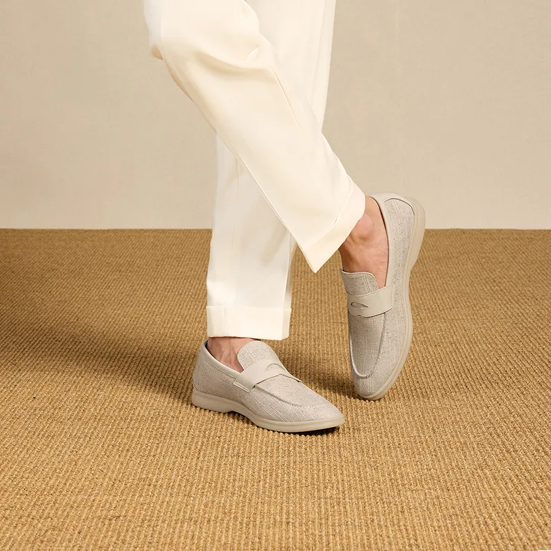 THOM WILLS British Fashion Slip on Slip on Loafers Men's Oat-6