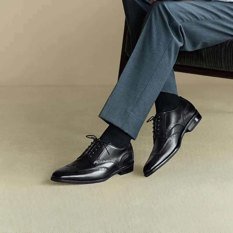 THOM WILLS British Business Calfskin Derby Shoes Dress Shoes Men's Black-6
